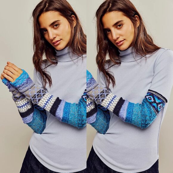 We The Free All Too Well Cuff Turtleneck Top in Moonstone Combo XS NWT - Picture 2 of 9